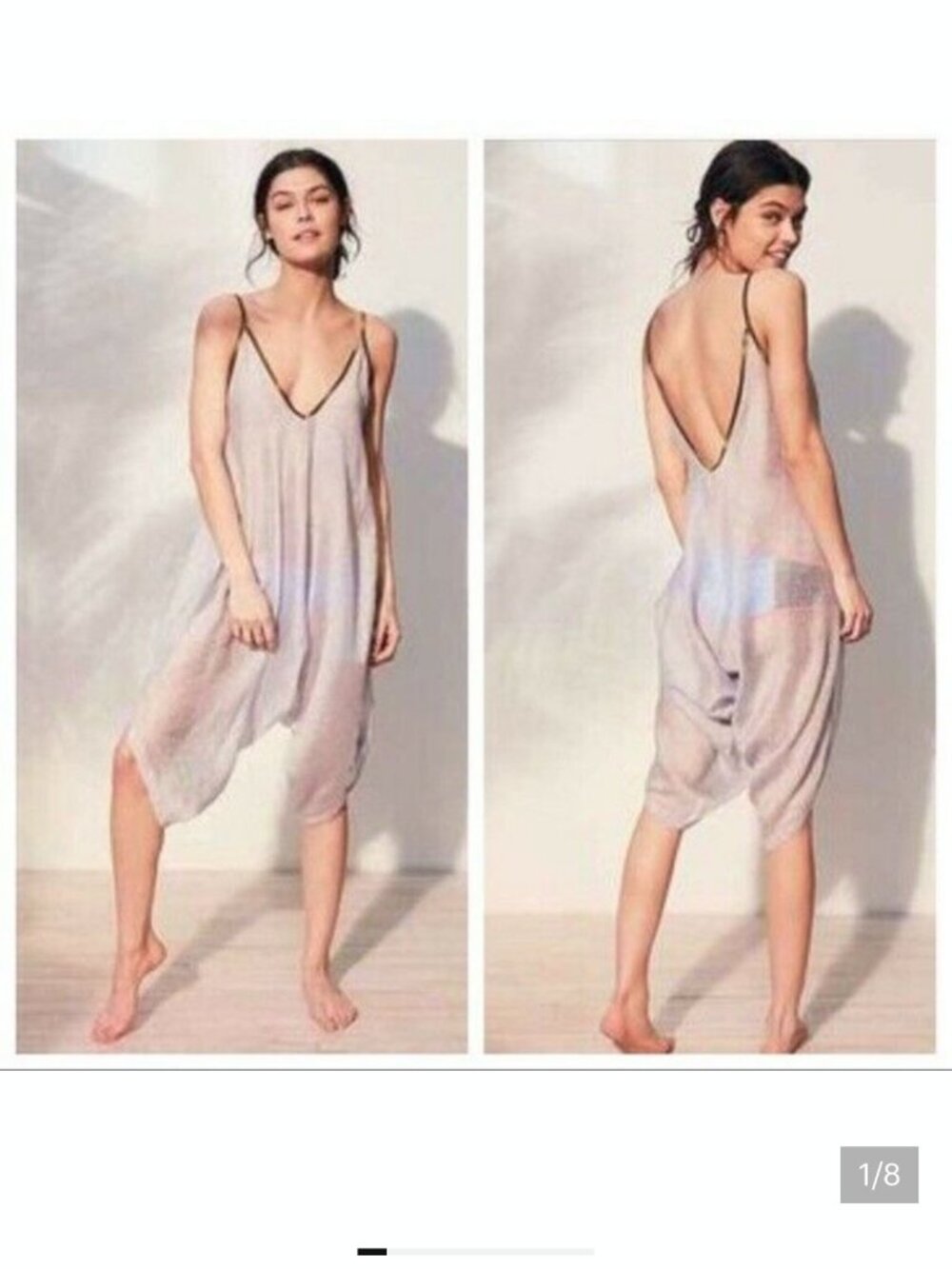 Without Walls Romper or Cover-up  - Blue and White with Brown Trim One Size